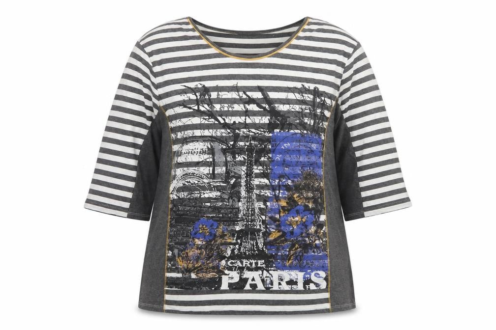 Lebek Women’s Multicoloured Stripe Paris Jersey Top UK 18 Long Sleeve
