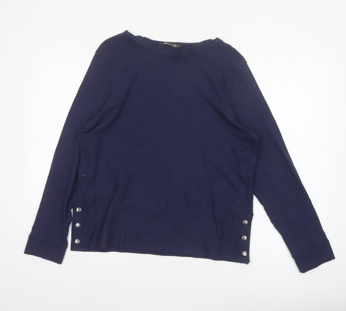 Bonmarché Women’s Blue Size 14 Basic High Neck Long Sleeve Button Blouse