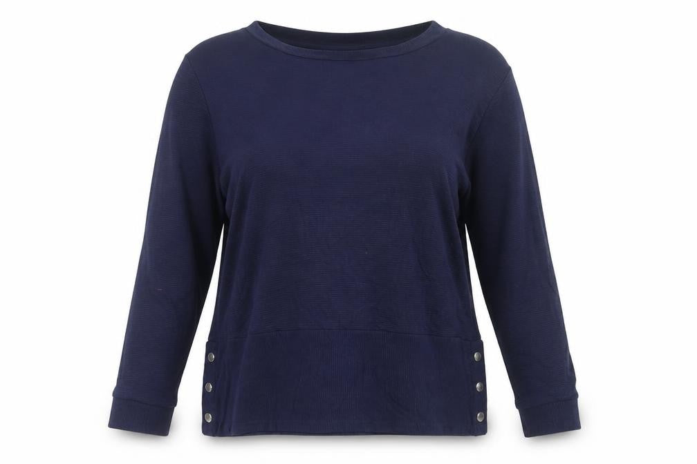 Bonmarché Women’s Blue Size 14 Basic High Neck Long Sleeve Button Blouse