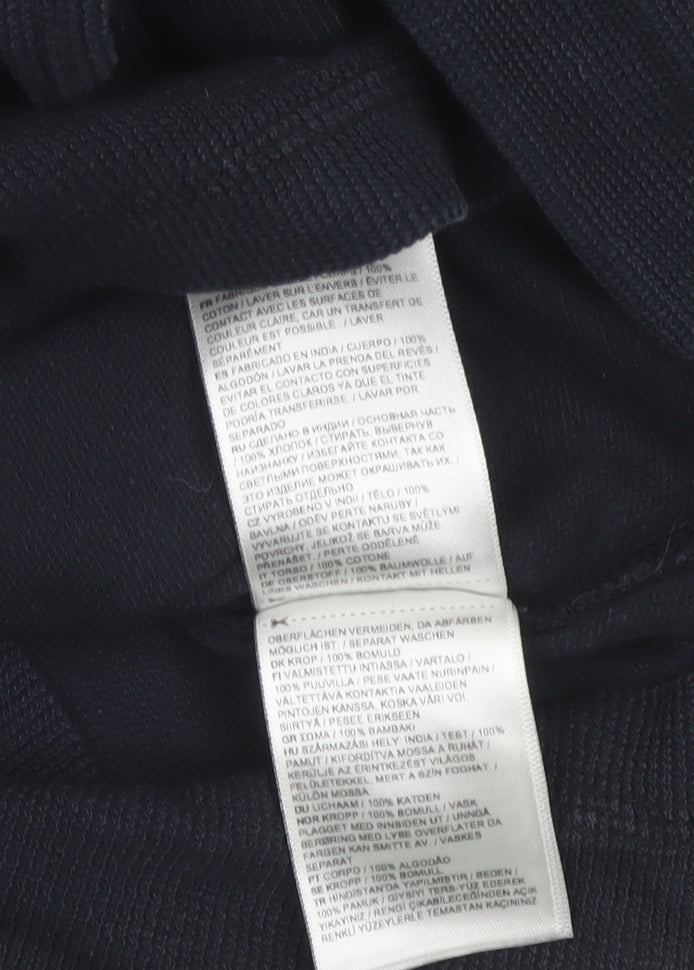 Superdry Men's Blue XL Long Sleeve Cotton Henley Button-Up Top