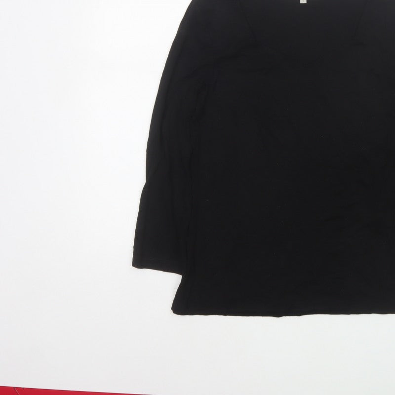 Hobbs Women Black S V-Neck Long Sleeve Stretch Jersey Top