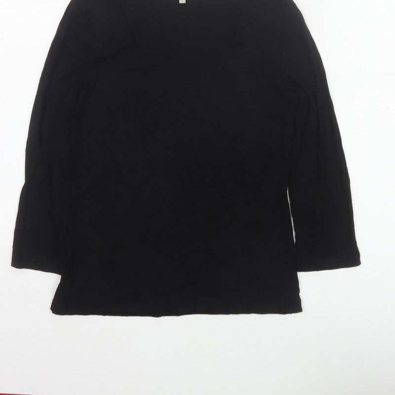 Hobbs Women Black S V-Neck Long Sleeve Stretch Jersey Top