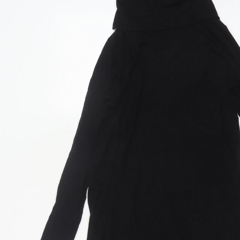 River Island Women Black UK 12 Knee Length Jumper Dress Roll Neck