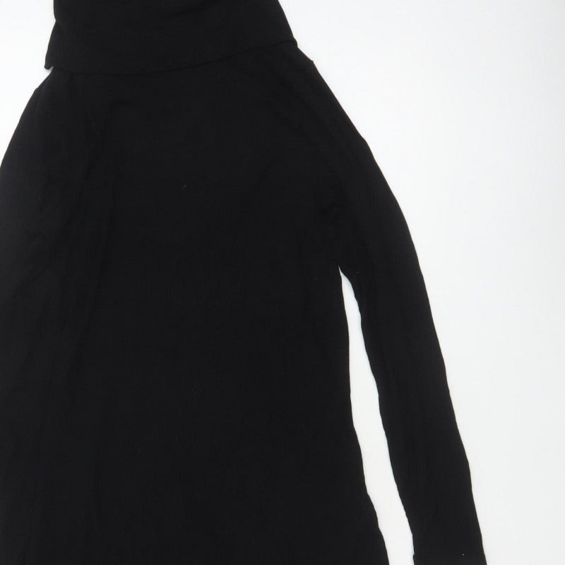 River Island Women Black UK 12 Knee Length Jumper Dress Roll Neck