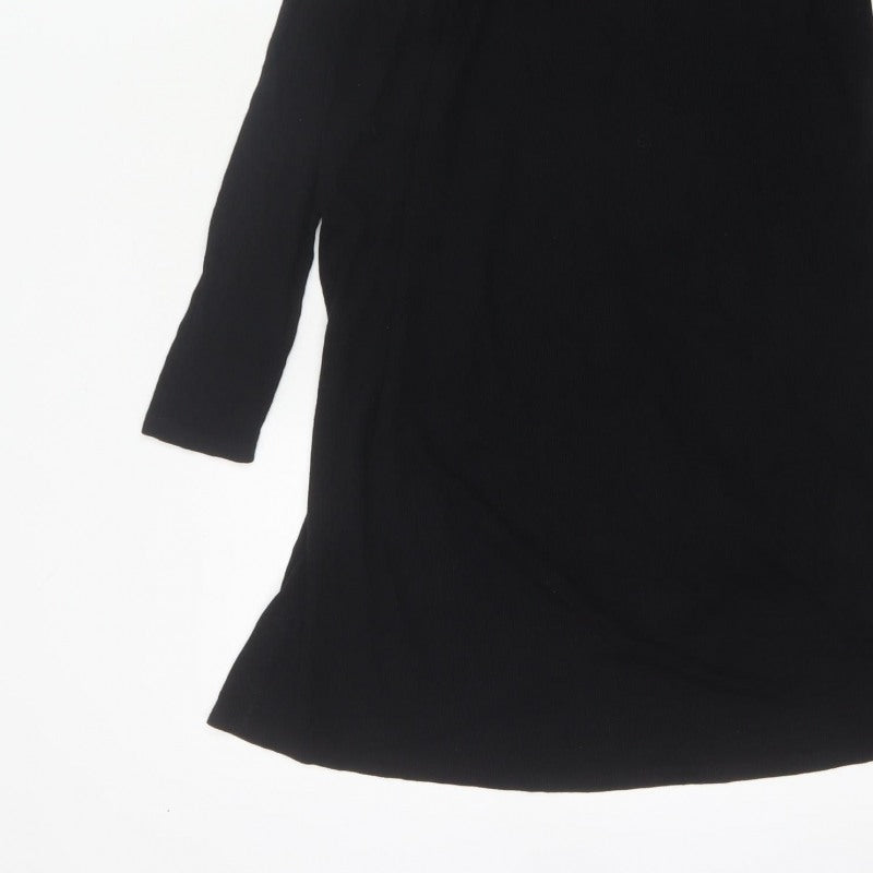River Island Women Black UK 12 Knee Length Jumper Dress Roll Neck