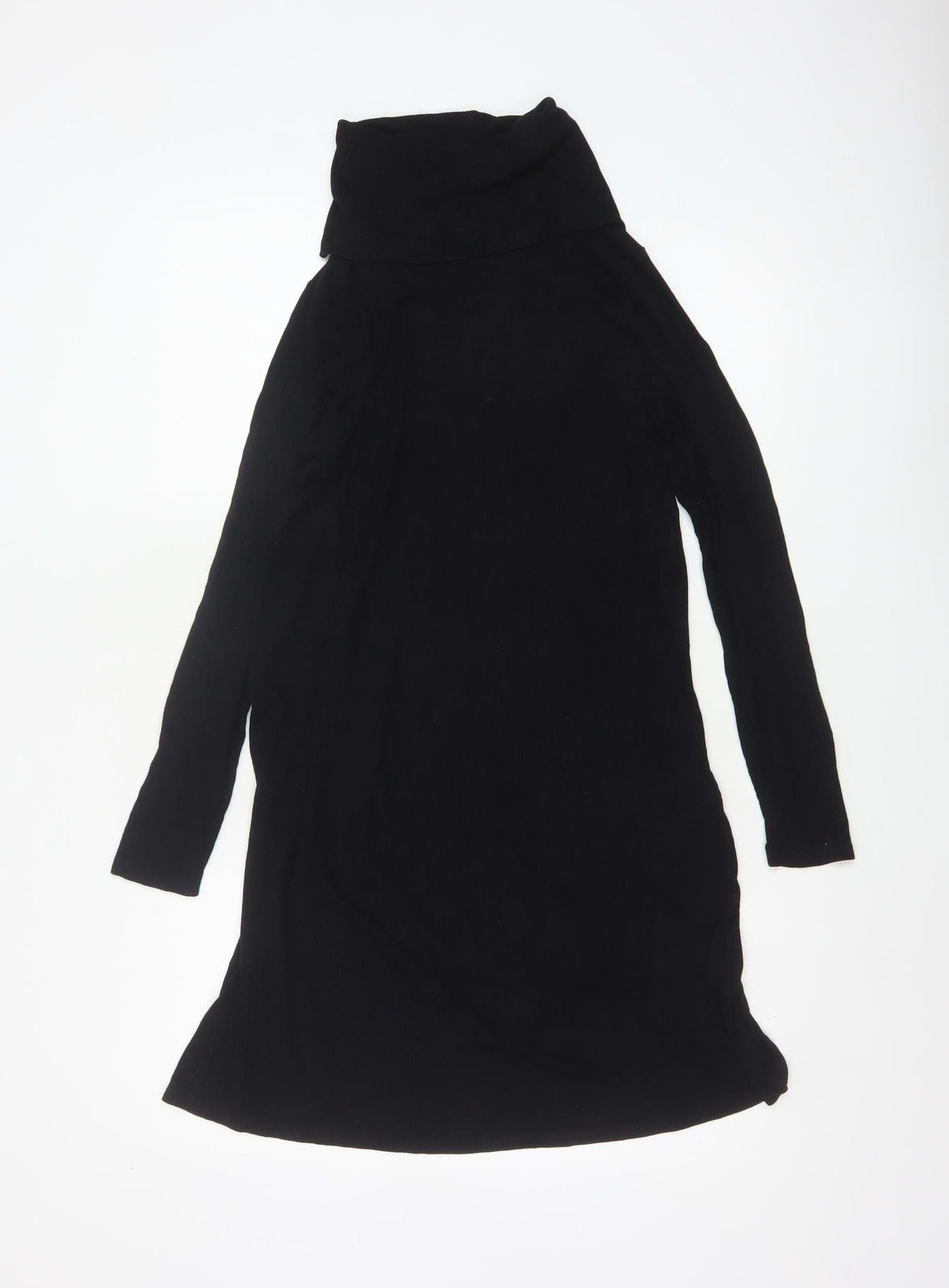 River Island Women Black UK 12 Knee Length Jumper Dress Roll Neck