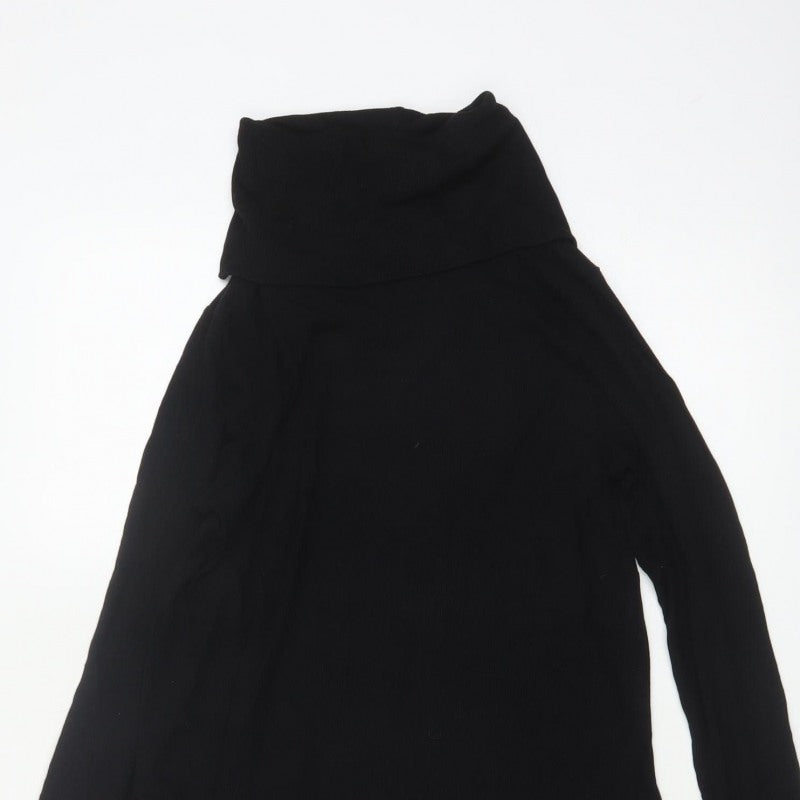 River Island Women Black UK 12 Knee Length Jumper Dress Roll Neck