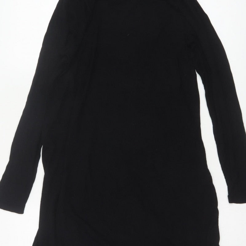 River Island Women Black UK 12 Knee Length Jumper Dress Roll Neck