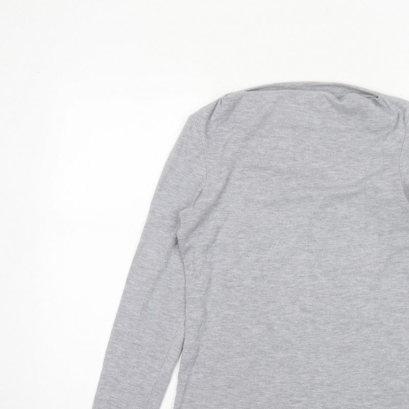 Mango Women Grey Size S Basic Boat Neck Stretch Long Sleeve T-Shirt