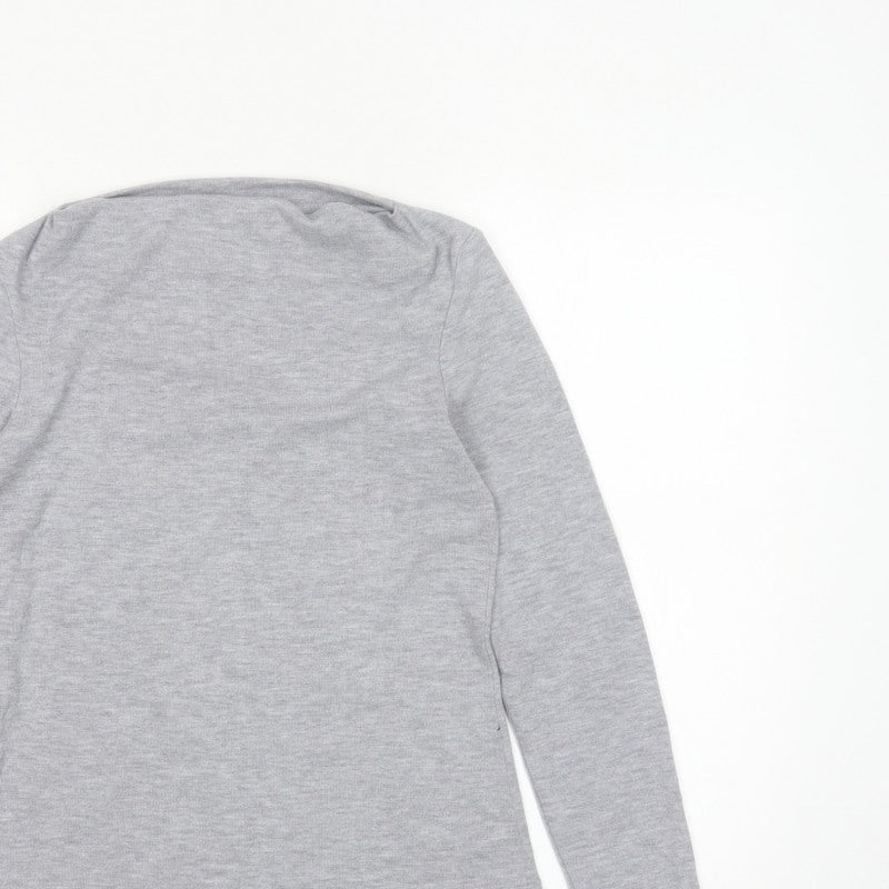 Mango Women Grey Size S Basic Boat Neck Stretch Long Sleeve T-Shirt