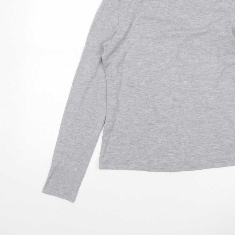 Mango Women Grey Size S Basic Boat Neck Stretch Long Sleeve T-Shirt