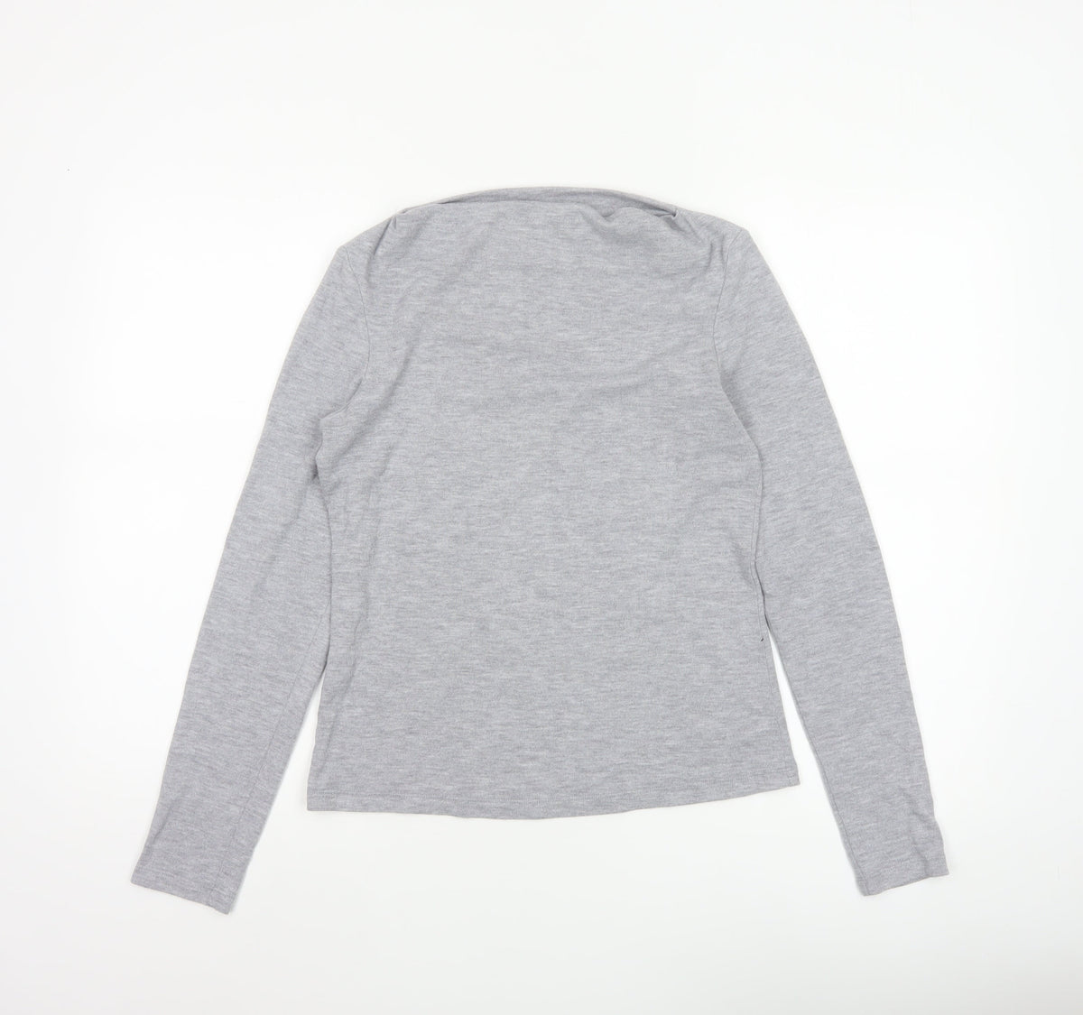 Mango Women Grey Size S Basic Boat Neck Stretch Long Sleeve T-Shirt