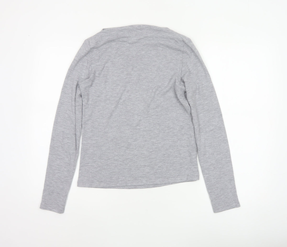 Mango Women Grey Size S Basic Boat Neck Stretch Long Sleeve T-Shirt