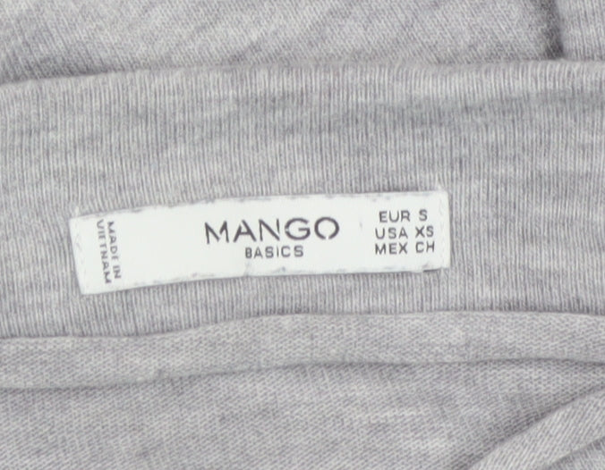 Mango Women Grey Size S Basic Boat Neck Stretch Long Sleeve T-Shirt