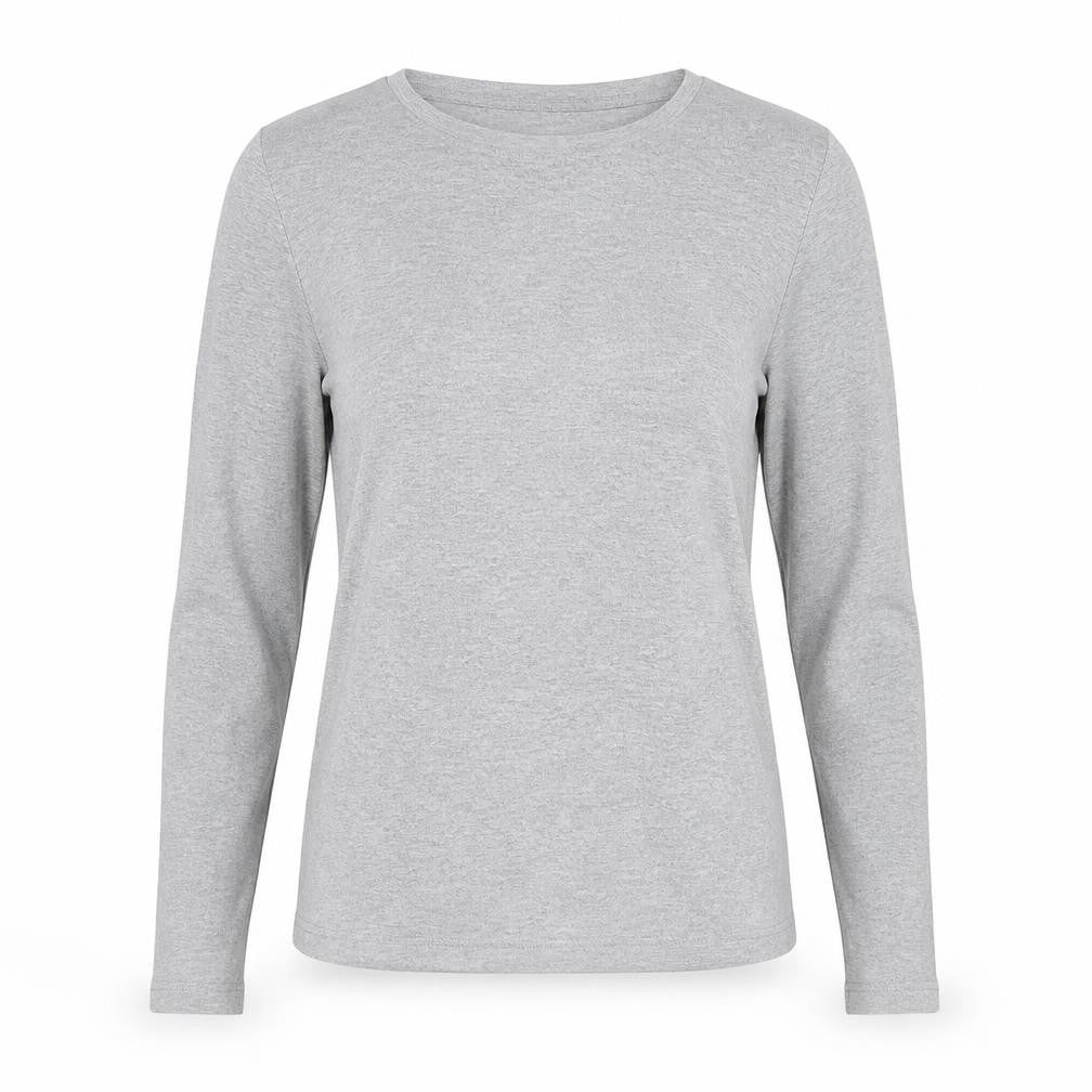 Mango Women Grey Size S Basic Boat Neck Stretch Long Sleeve T-Shirt
