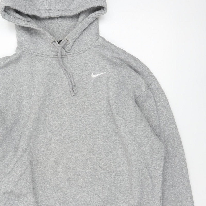 Nike Men's Grey M Pullover Hoodie Logo Cotton Blend Sports