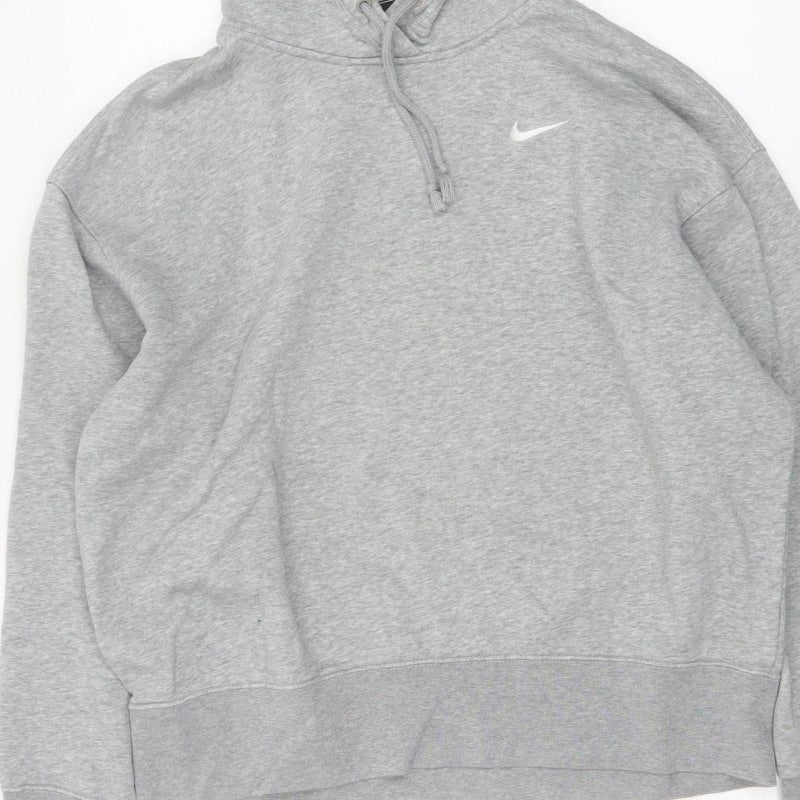 Nike Men's Grey M Pullover Hoodie Logo Cotton Blend Sports