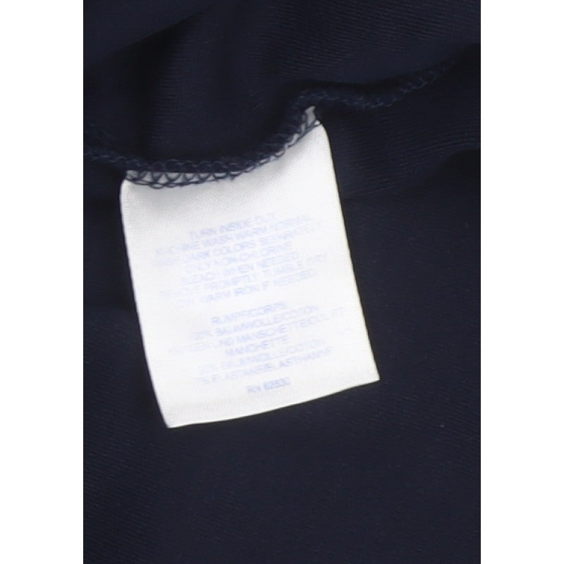 Lands' End Women's Blue M Basic Cotton Mock Neck Long Sleeve T-Shirt