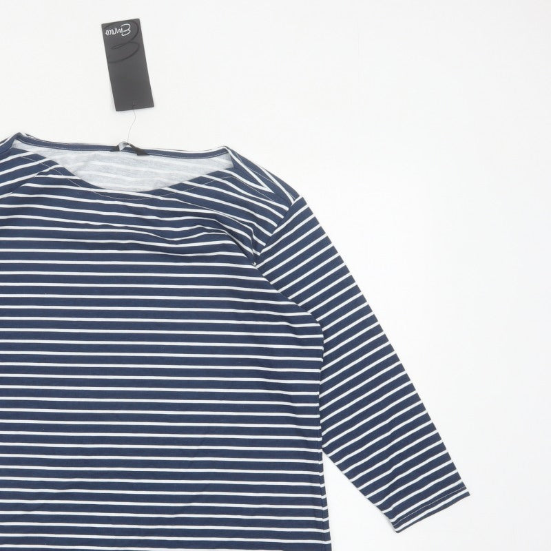 Emreco Women’s Blue White Striped Jersey Scoop Neck Top Size 16