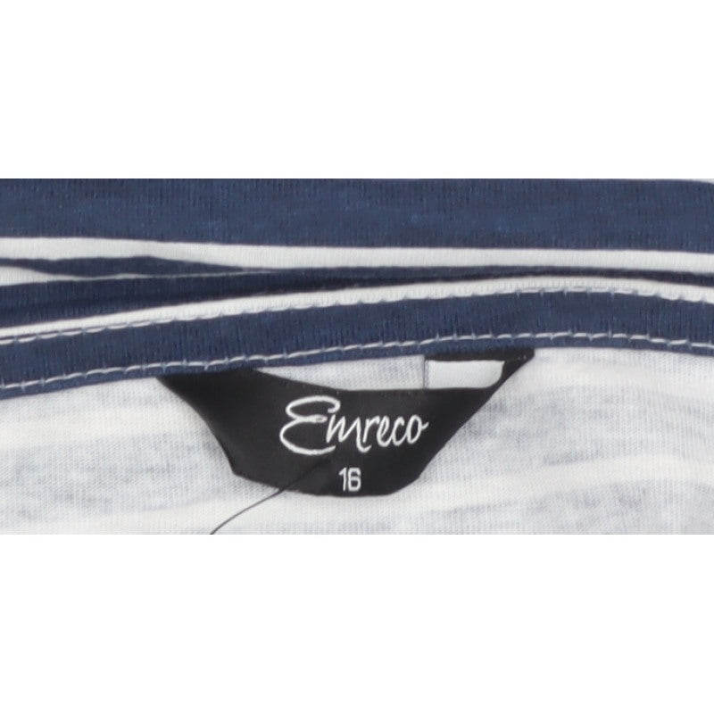 Emreco Women’s Blue White Striped Jersey Scoop Neck Top Size 16