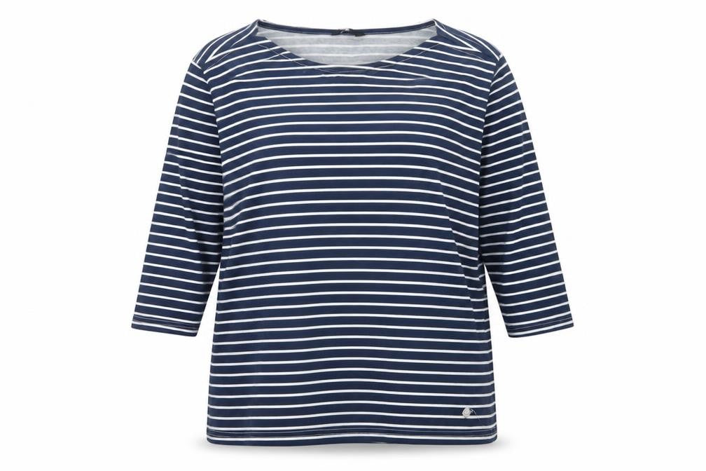 Emreco Women’s Blue White Striped Jersey Scoop Neck Top Size 16