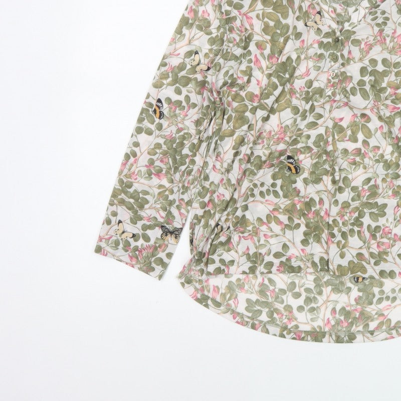 H&M Women Multicoloured UK 10 Floral Butterfly Long Sleeve Tunic Blouse