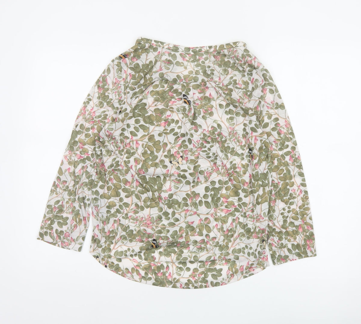 H&M Women Multicoloured UK 10 Floral Butterfly Long Sleeve Tunic Blouse