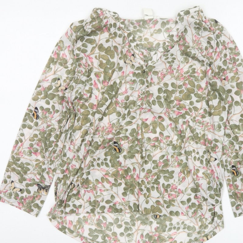 H&M Women Multicoloured UK 10 Floral Butterfly Long Sleeve Tunic Blouse