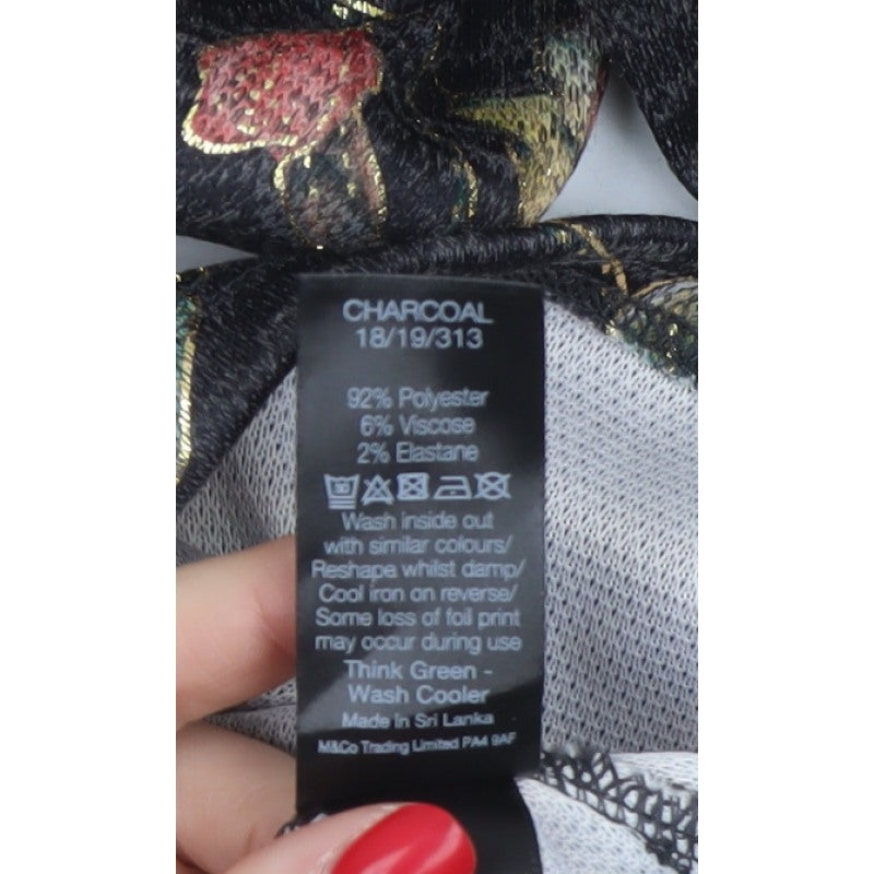 Marks and Spencer Women’s Charcoal Floral Jersey Top UK 14 Long Sleeve