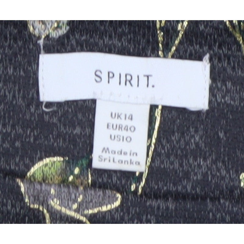 Marks and Spencer Women’s Charcoal Floral Jersey Top UK 14 Long Sleeve
