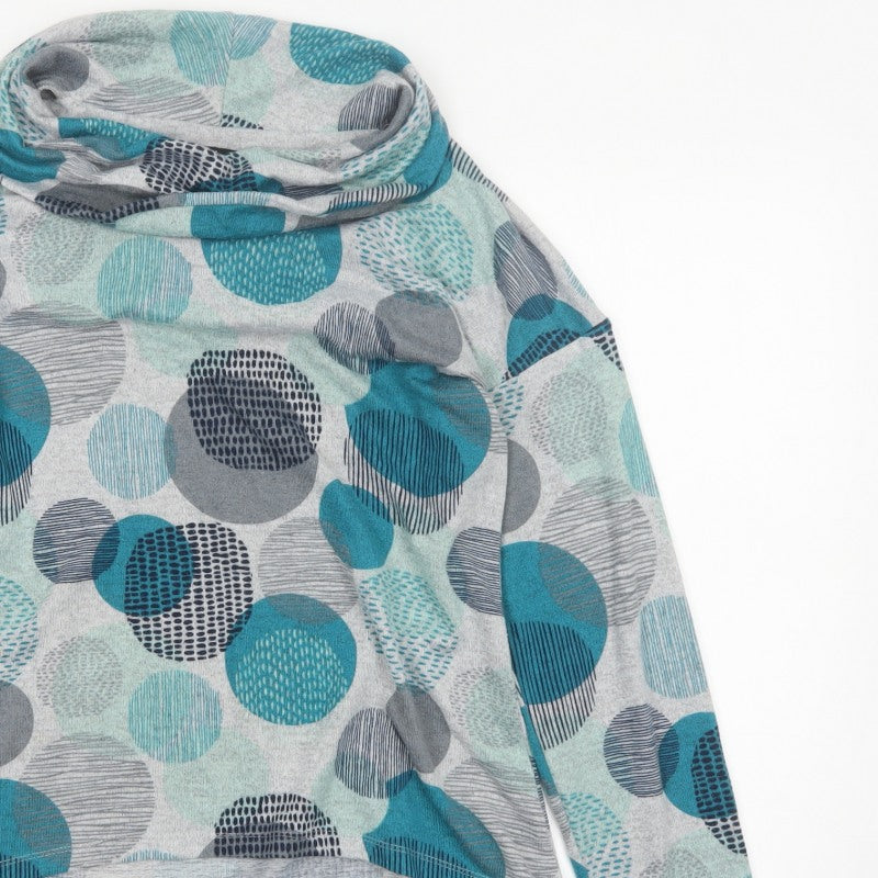TIGI Women’s Multicoloured Geometric Cowl Neck Long Sleeve Top UK 10
