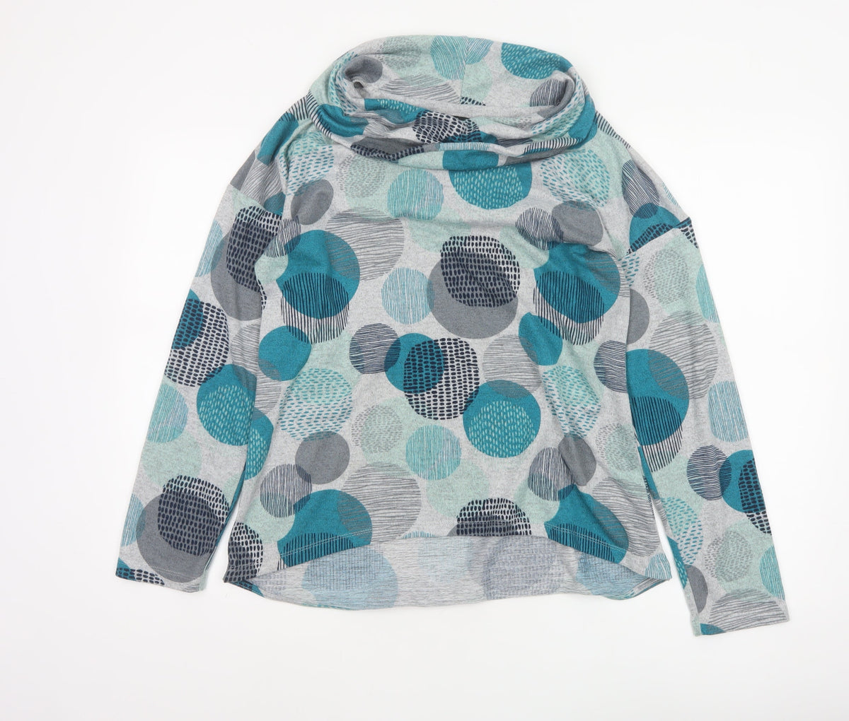 TIGI Women’s Multicoloured Geometric Cowl Neck Long Sleeve Top UK 10