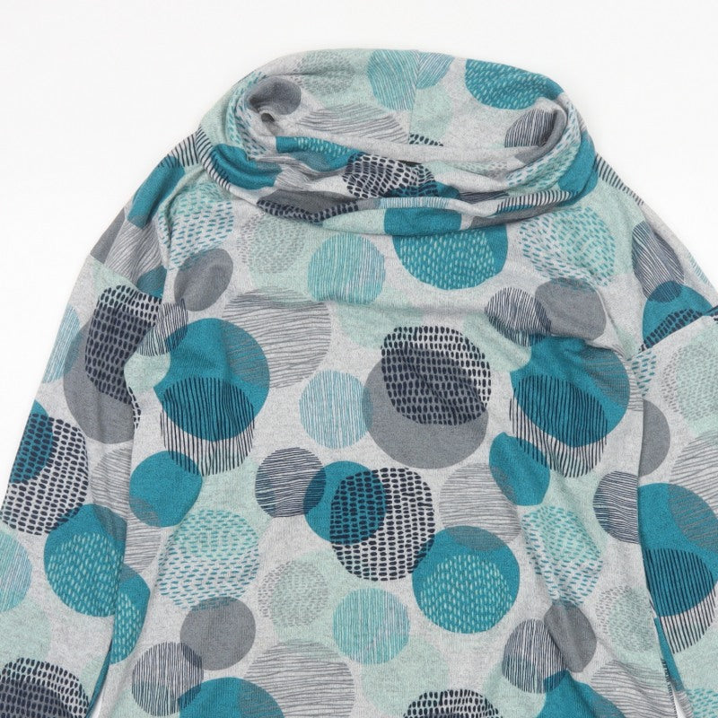 TIGI Women’s Multicoloured Geometric Cowl Neck Long Sleeve Top UK 10