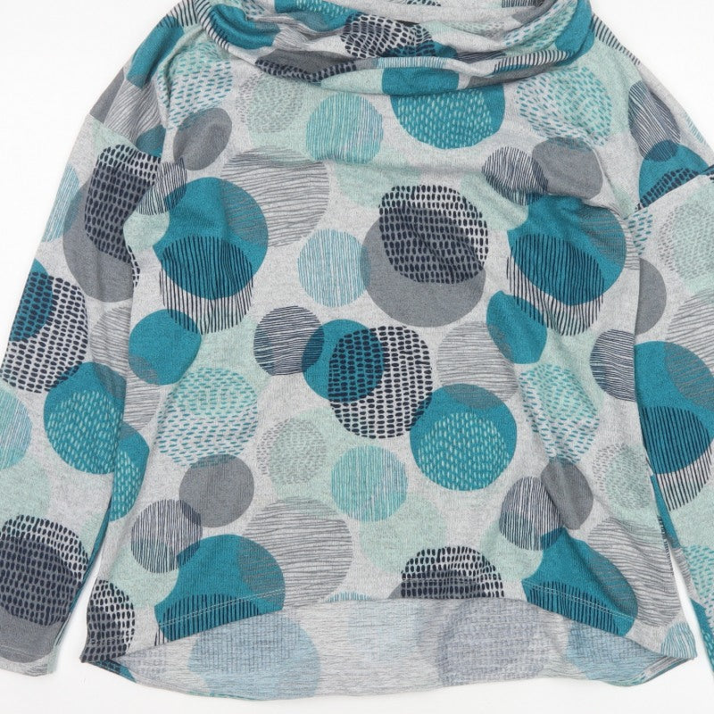TIGI Women’s Multicoloured Geometric Cowl Neck Long Sleeve Top UK 10
