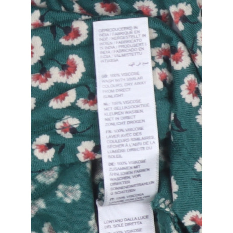 Fat Face Women’s Green Floral V-Neck Ruffle Blouse UK 10