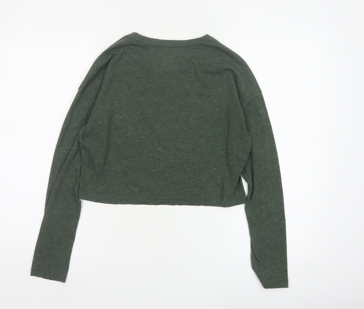 Jack Wills Women Green UK 10 Cropped Long Sleeve Jersey T-Shirt