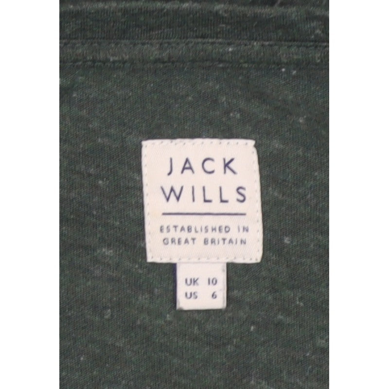 Jack Wills Women Green UK 10 Cropped Long Sleeve Jersey T-Shirt