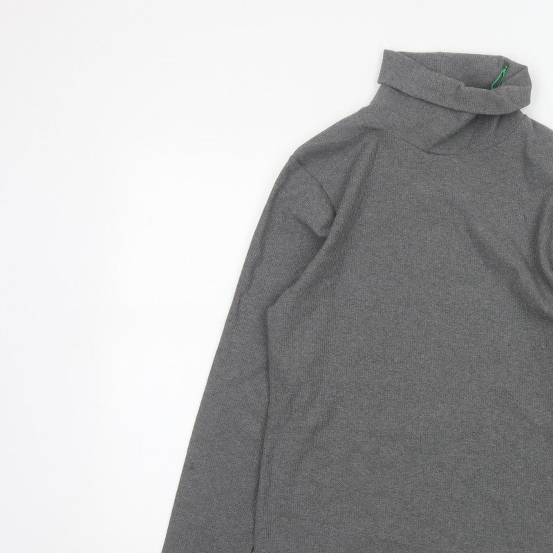 John Lewis Women Grey Size 16 Basic Roll Neck Knit Long Sleeve Top