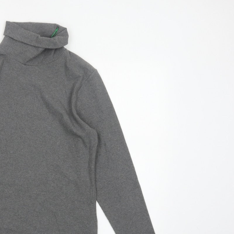 John Lewis Women Grey Size 16 Basic Roll Neck Knit Long Sleeve Top