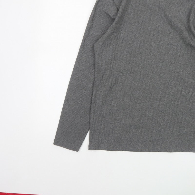 John Lewis Women Grey Size 16 Basic Roll Neck Knit Long Sleeve Top