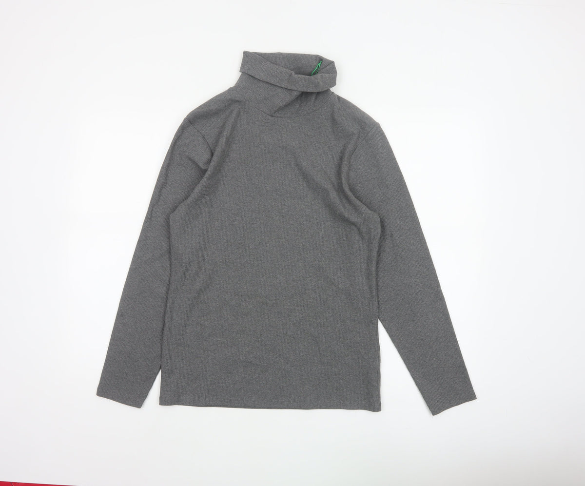 John Lewis Women Grey Size 16 Basic Roll Neck Knit Long Sleeve Top