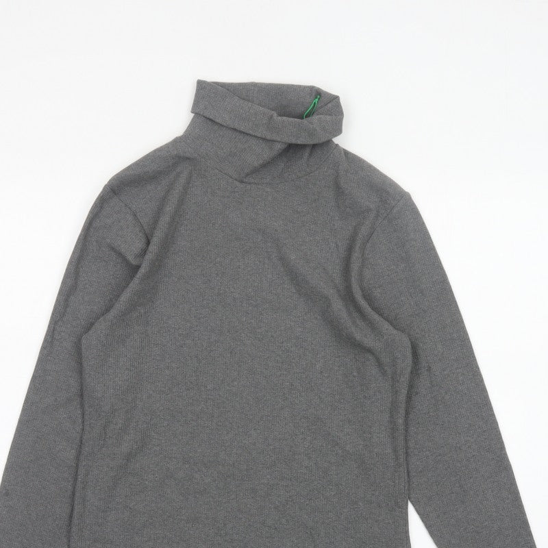 John Lewis Women Grey Size 16 Basic Roll Neck Knit Long Sleeve Top