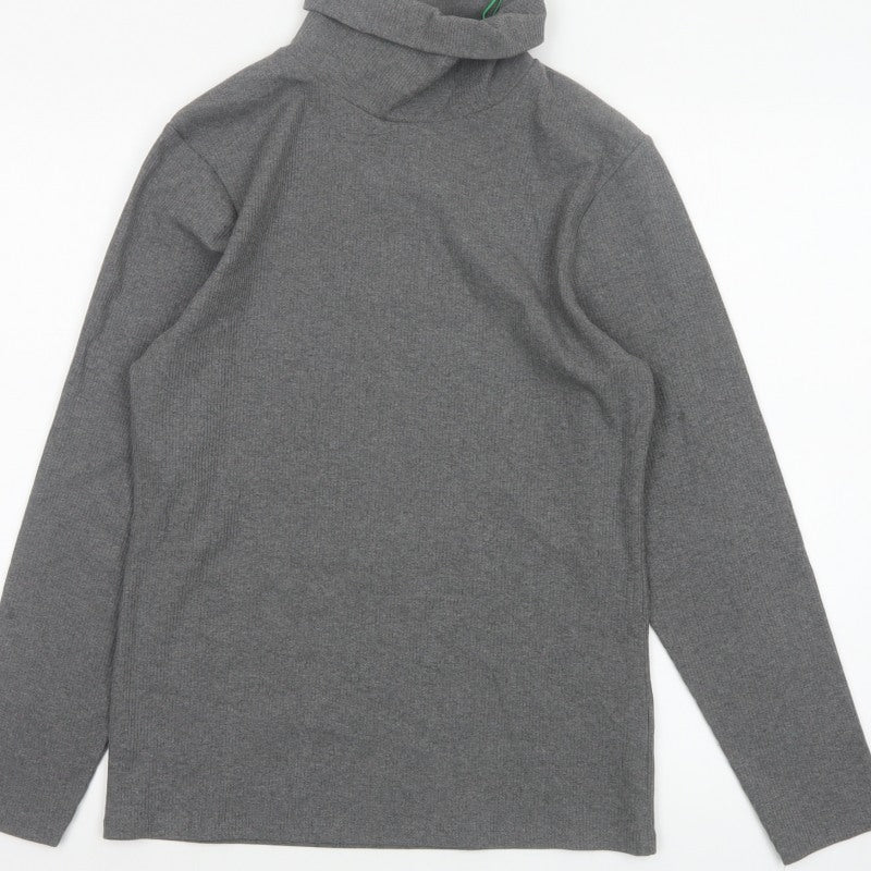 John Lewis Women Grey Size 16 Basic Roll Neck Knit Long Sleeve Top