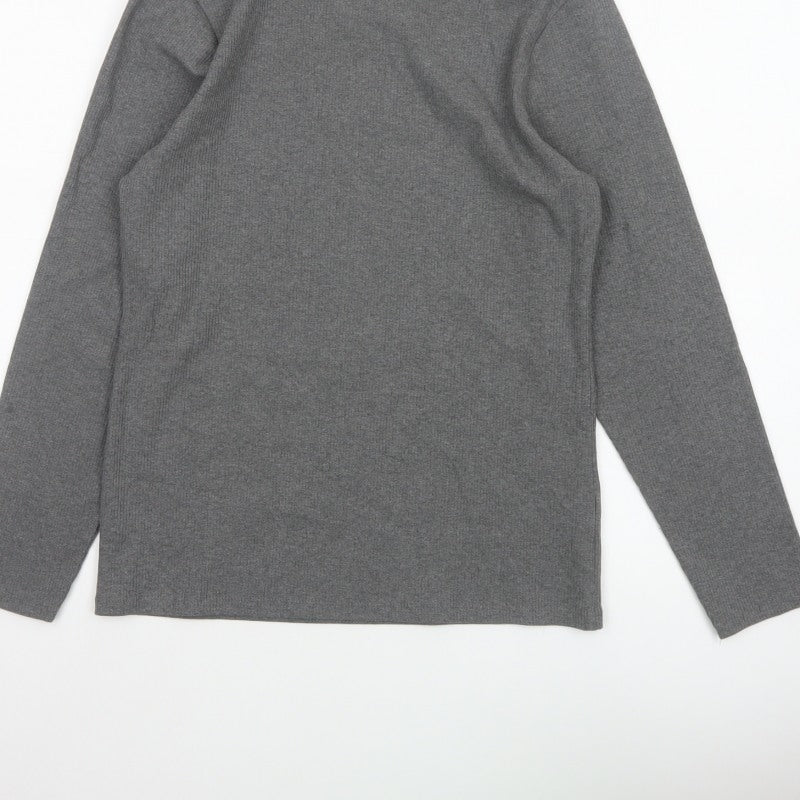 John Lewis Women Grey Size 16 Basic Roll Neck Knit Long Sleeve Top