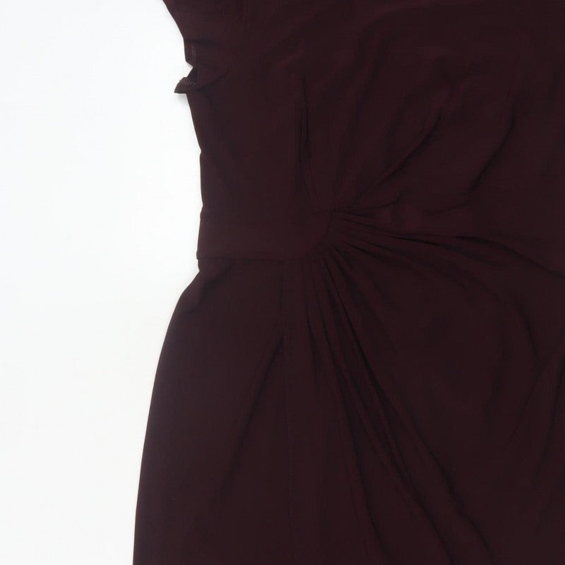 Roman Women Brown Size 14 Ruched Sheath Midi Occasion Dress