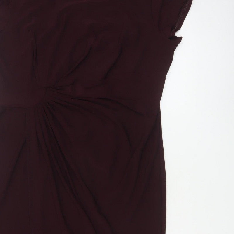 Roman Women Brown Size 14 Ruched Sheath Midi Occasion Dress