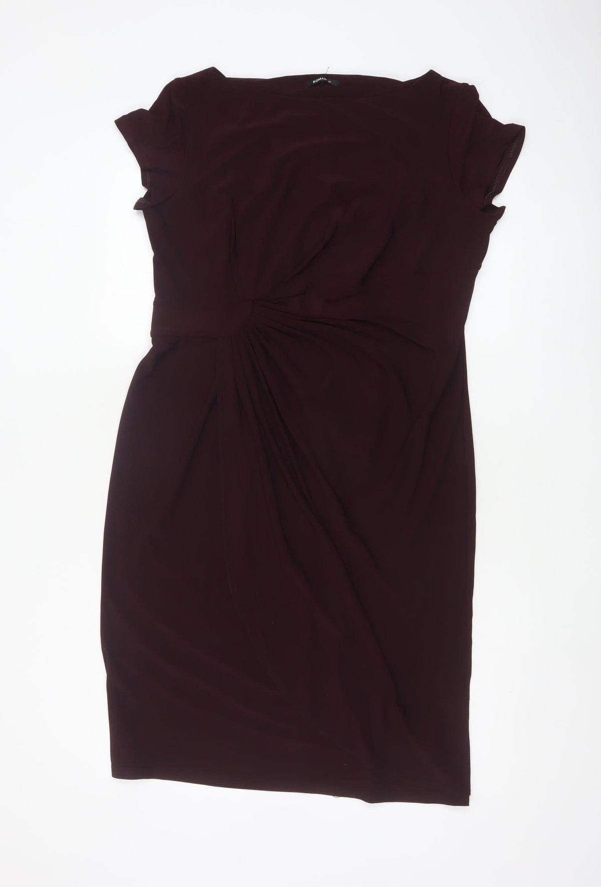 Roman Women Brown Size 14 Ruched Sheath Midi Occasion Dress
