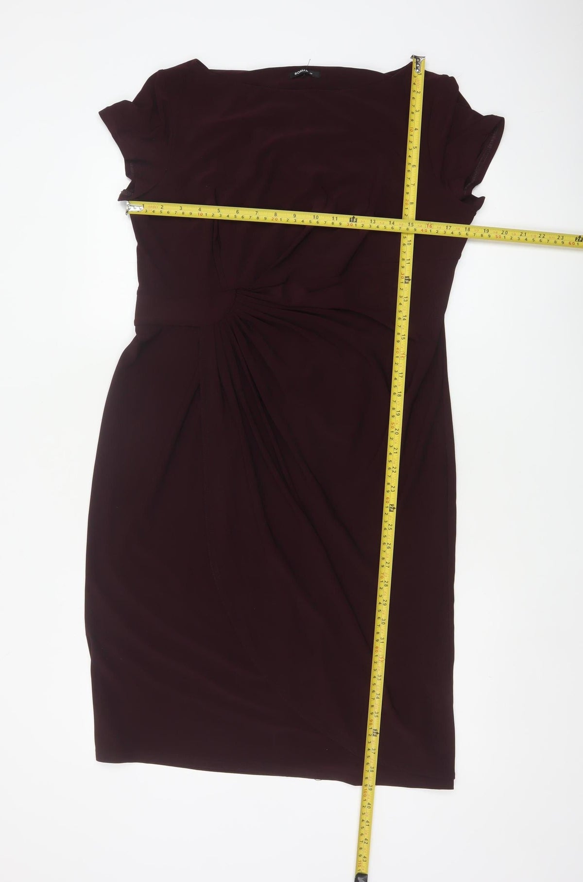 Roman Women Brown Size 14 Ruched Sheath Midi Occasion Dress