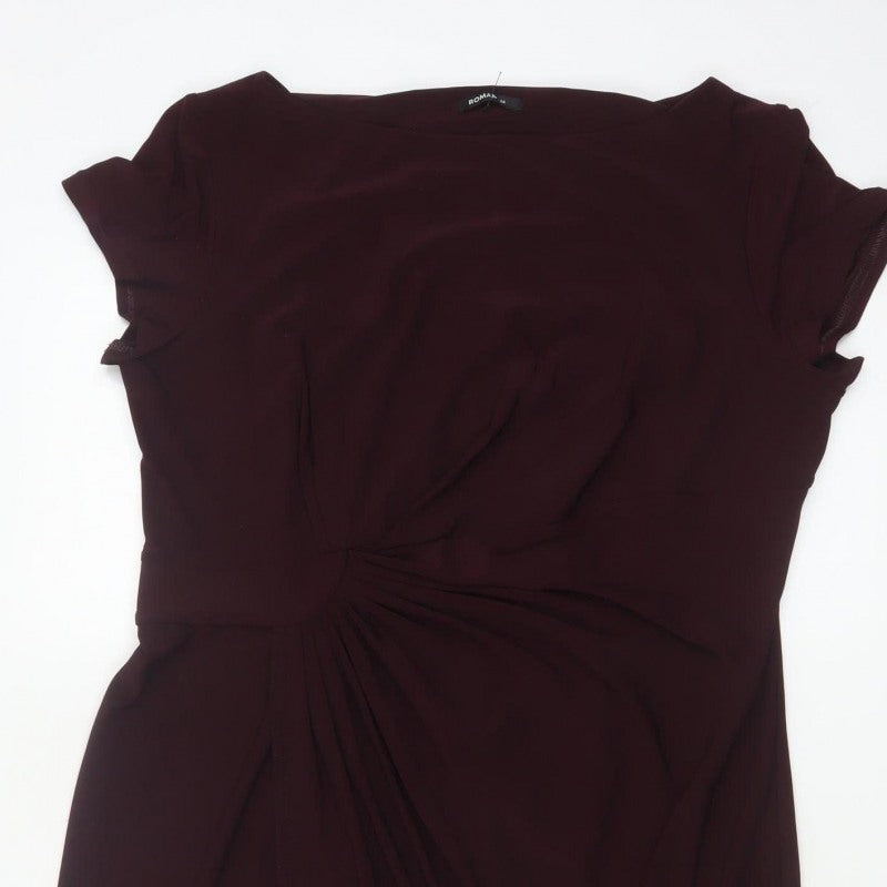 Roman Women Brown Size 14 Ruched Sheath Midi Occasion Dress