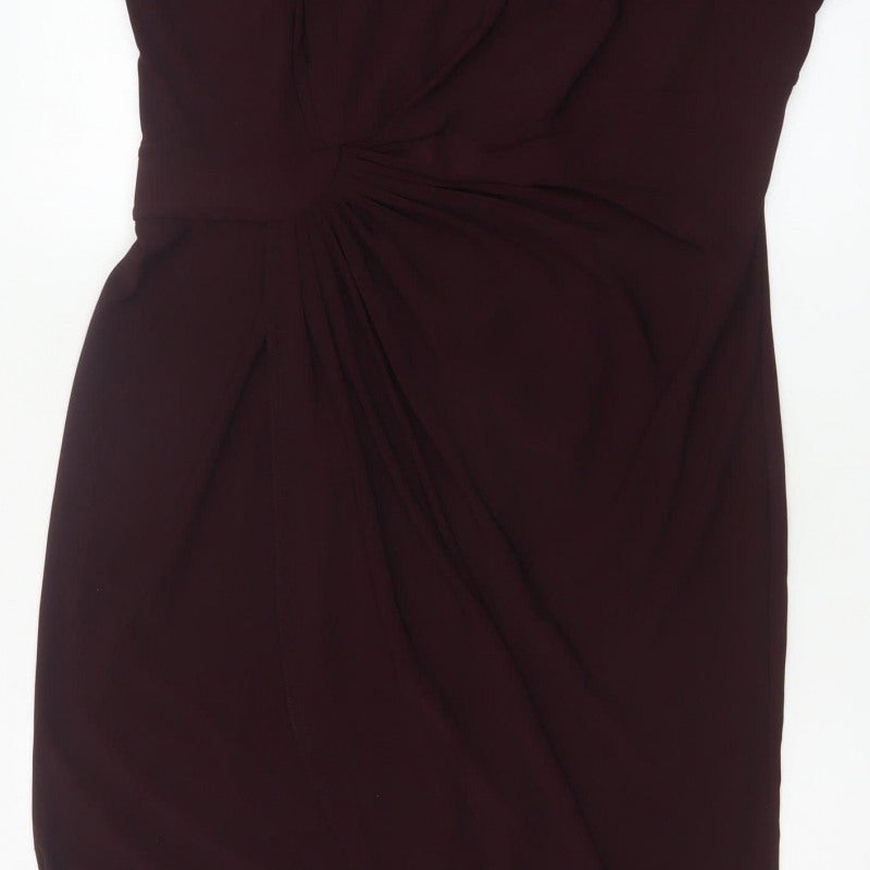 Roman Women Brown Size 14 Ruched Sheath Midi Occasion Dress